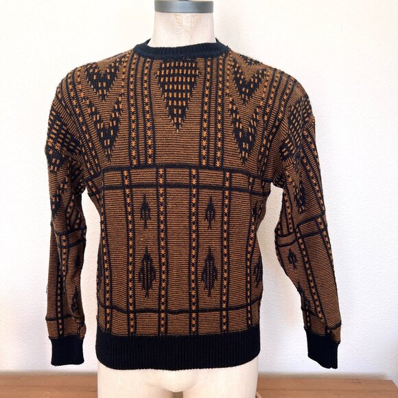 Retro AZL Mens Sweater - Pullover - Black 7 Bronze - Size Large - Vintage - Picture 2 of 7